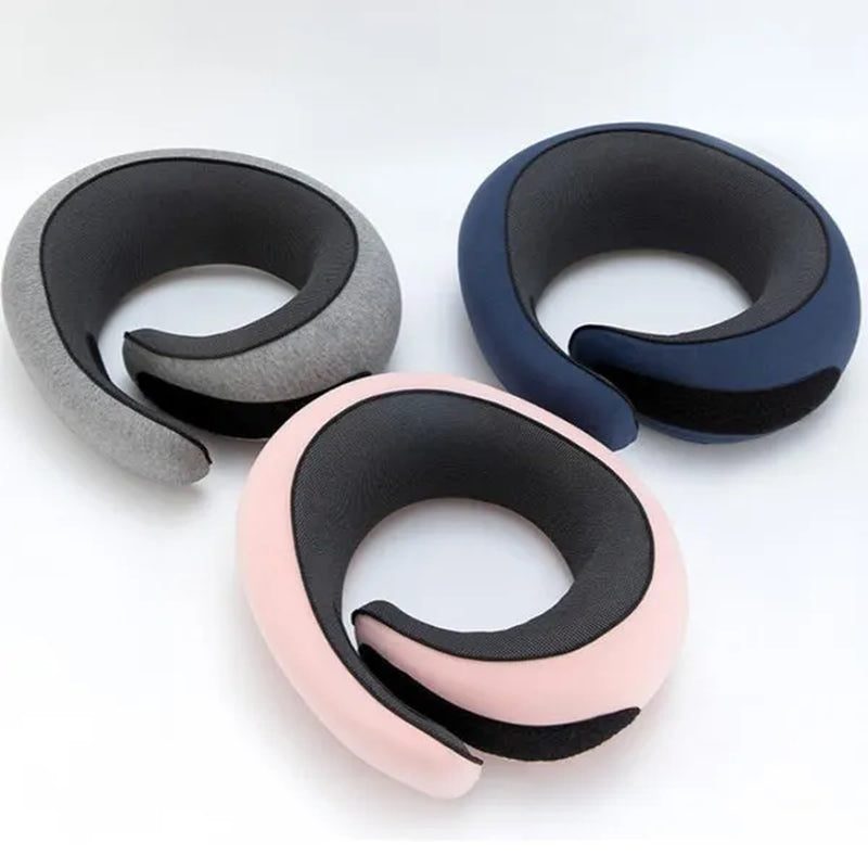 1Pc Ergonomic Memory Foam Travel Pillow with Breathable Polyester Cover - Portable for Airplane, Office, Car, Home Lounging Travel Comfort Accessory