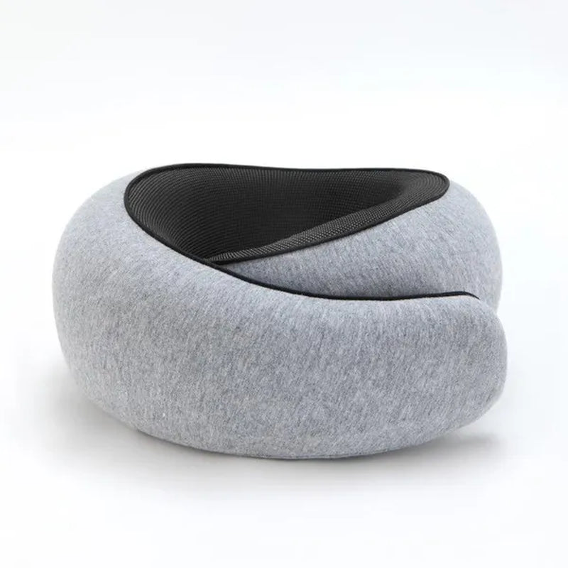 1Pc Ergonomic Memory Foam Travel Pillow with Breathable Polyester Cover - Portable for Airplane, Office, Car, Home Lounging Travel Comfort Accessory