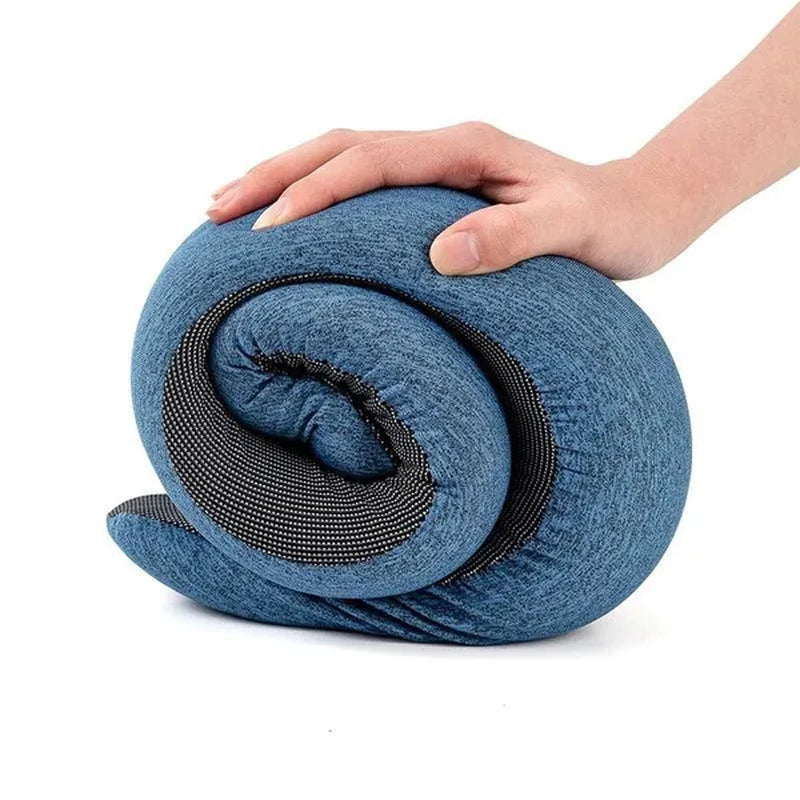 1Pc Ergonomic Memory Foam Travel Pillow with Breathable Polyester Cover - Portable for Airplane, Office, Car, Home Lounging Travel Comfort Accessory