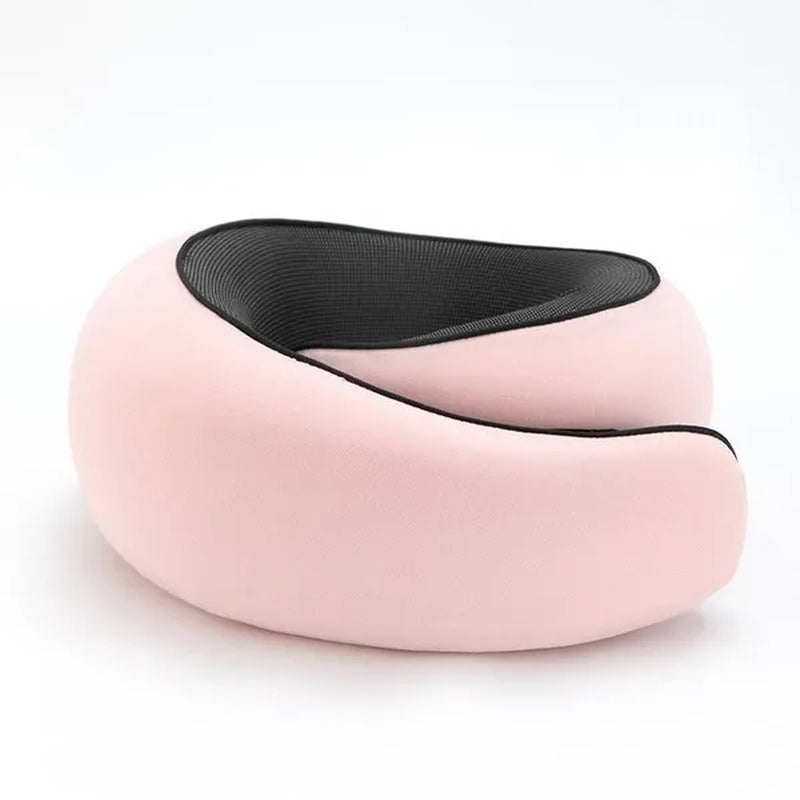 1Pc Ergonomic Memory Foam Travel Pillow with Breathable Polyester Cover - Portable for Airplane, Office, Car, Home Lounging Travel Comfort Accessory