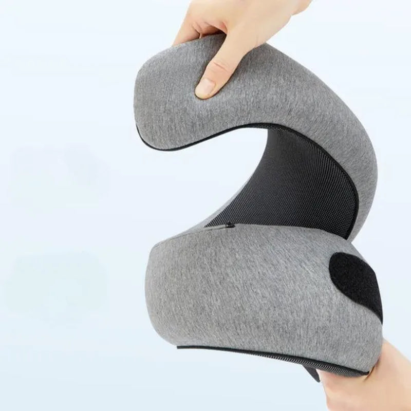 1Pc Ergonomic Memory Foam Travel Pillow with Breathable Polyester Cover - Portable for Airplane, Office, Car, Home Lounging Travel Comfort Accessory