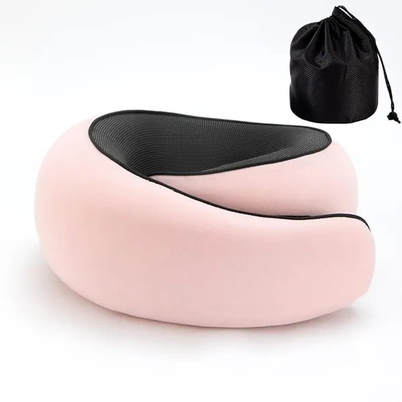 1Pc Ergonomic Memory Foam Travel Pillow with Breathable Polyester Cover - Portable for Airplane, Office, Car, Home Lounging Travel Comfort Accessory