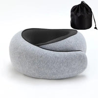 1Pc Ergonomic Memory Foam Travel Pillow with Breathable Polyester Cover - Portable for Airplane, Office, Car, Home Lounging Travel Comfort Accessory