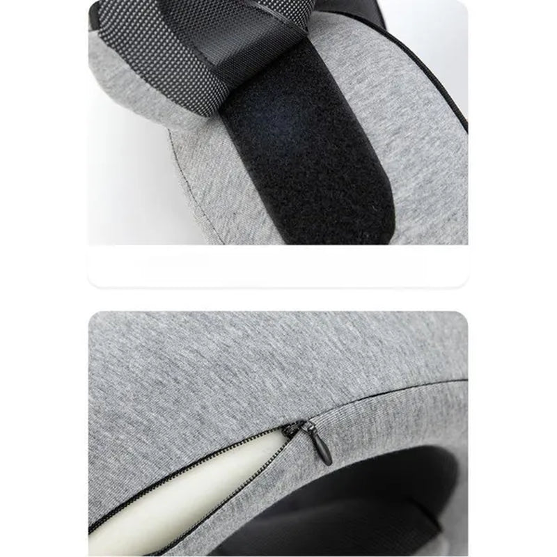 1Pc Ergonomic Memory Foam Travel Pillow with Breathable Polyester Cover - Portable for Airplane, Office, Car, Home Lounging Travel Comfort Accessory