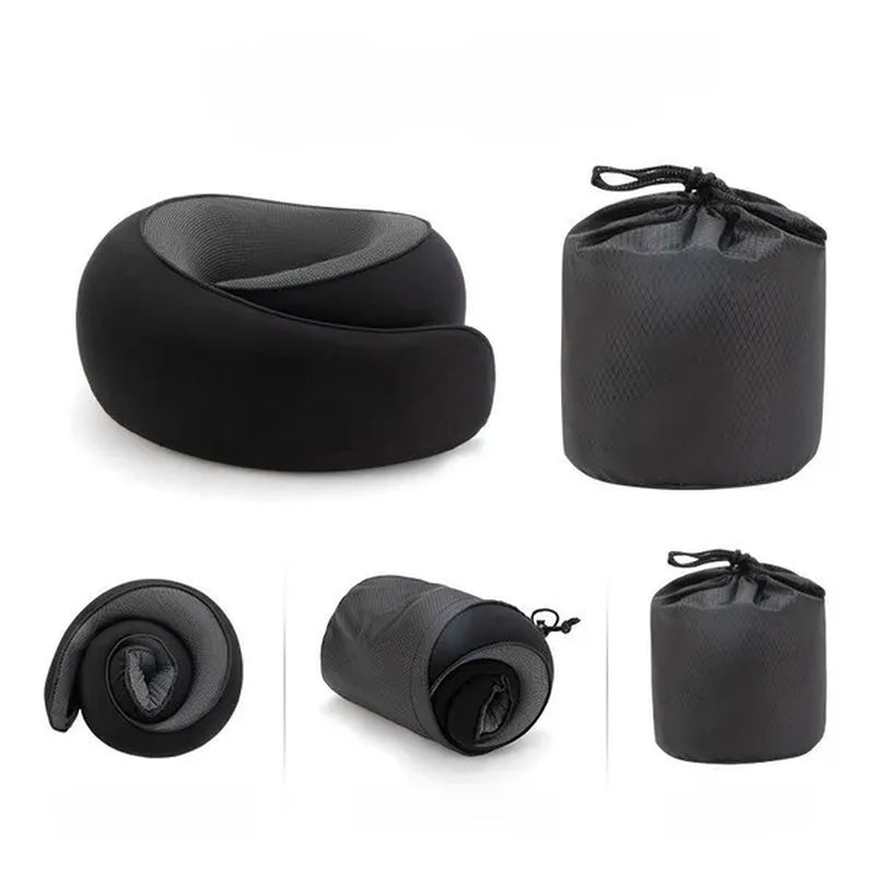 1Pc Ergonomic Memory Foam Travel Pillow with Breathable Polyester Cover - Portable for Airplane, Office, Car, Home Lounging Travel Comfort Accessory