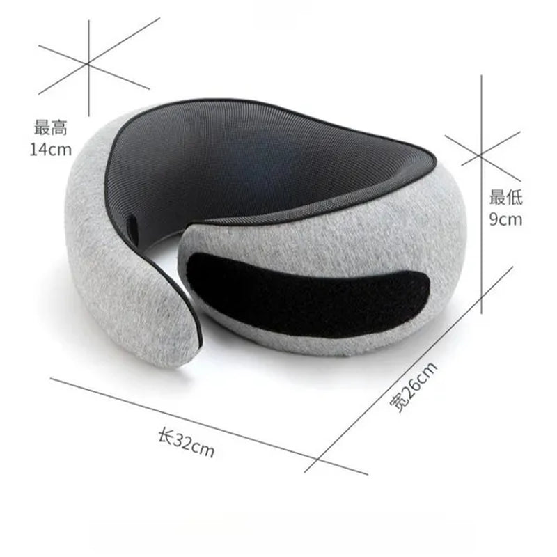 1Pc Ergonomic Memory Foam Travel Pillow with Breathable Polyester Cover - Portable for Airplane, Office, Car, Home Lounging Travel Comfort Accessory