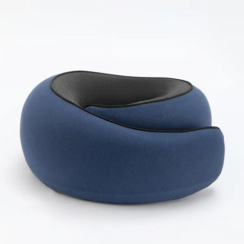 1Pc Ergonomic Memory Foam Travel Pillow with Breathable Polyester Cover - Portable for Airplane, Office, Car, Home Lounging Travel Comfort Accessory