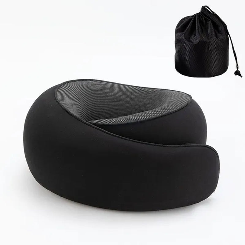 1Pc Ergonomic Memory Foam Travel Pillow with Breathable Polyester Cover - Portable for Airplane, Office, Car, Home Lounging Travel Comfort Accessory