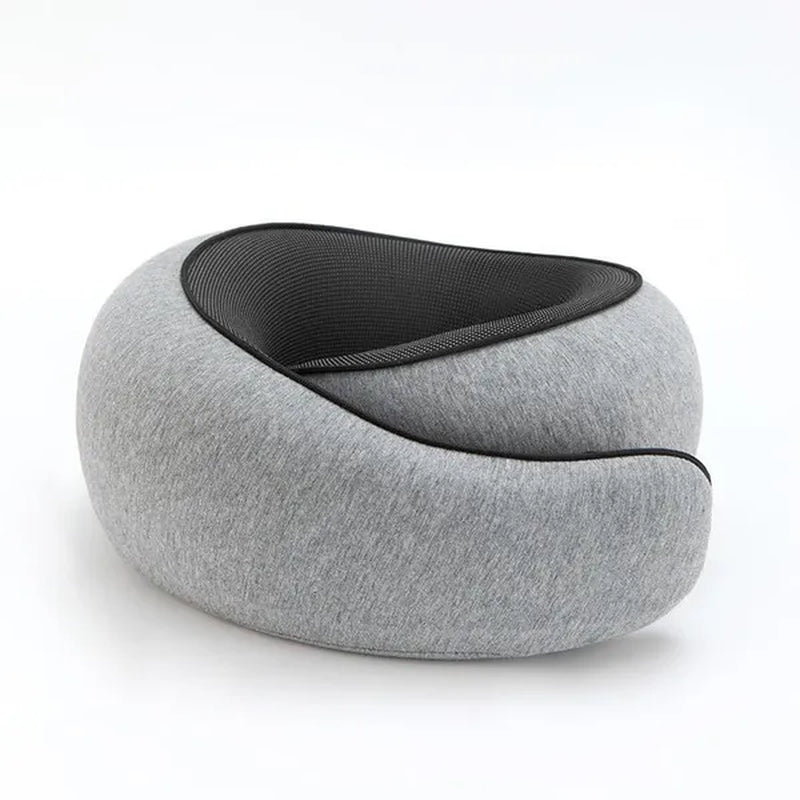 1Pc Ergonomic Memory Foam Travel Pillow with Breathable Polyester Cover - Portable for Airplane, Office, Car, Home Lounging Travel Comfort Accessory