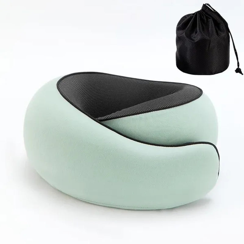 1Pc Ergonomic Memory Foam Travel Pillow with Breathable Polyester Cover - Portable for Airplane, Office, Car, Home Lounging Travel Comfort Accessory
