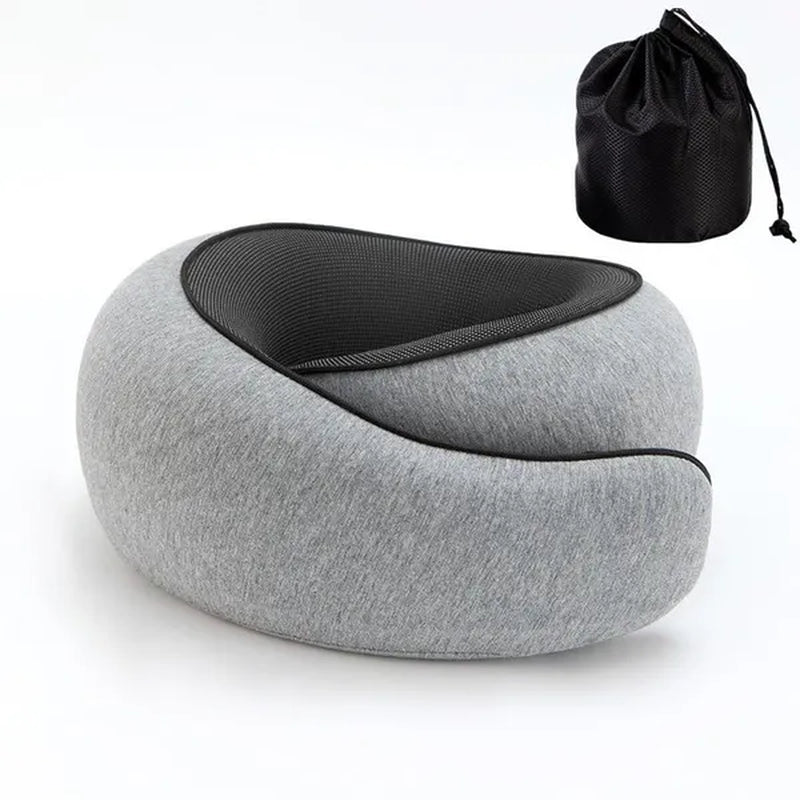 1Pc Ergonomic Memory Foam Travel Pillow with Breathable Polyester Cover - Portable for Airplane, Office, Car, Home Lounging Travel Comfort Accessory