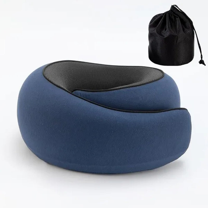 1Pc Ergonomic Memory Foam Travel Pillow with Breathable Polyester Cover - Portable for Airplane, Office, Car, Home Lounging Travel Comfort Accessory