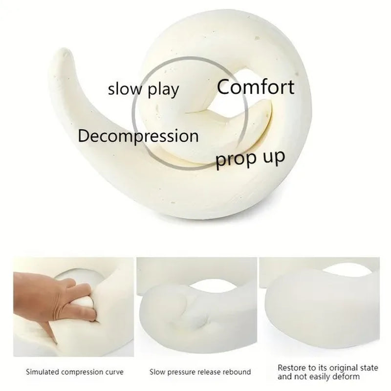 1Pc Ergonomic Memory Foam Travel Pillow with Breathable Polyester Cover - Portable for Airplane, Office, Car, Home Lounging Travel Comfort Accessory