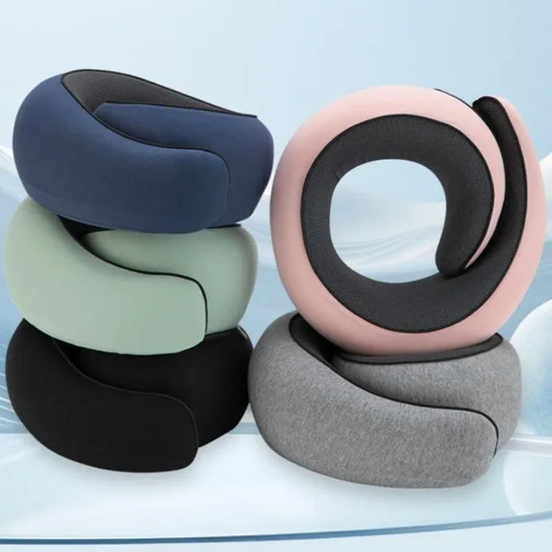 1Pc Ergonomic Memory Foam Travel Pillow with Breathable Polyester Cover - Portable for Airplane, Office, Car, Home Lounging Travel Comfort Accessory