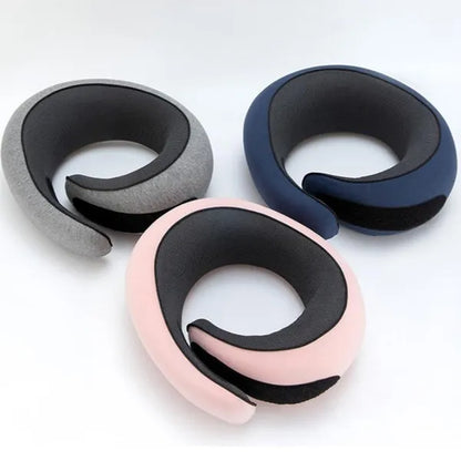 1Pc Ergonomic Memory Foam Travel Pillow with Breathable Polyester Cover - Portable for Airplane, Office, Car, Home Lounging Travel Comfort Accessory