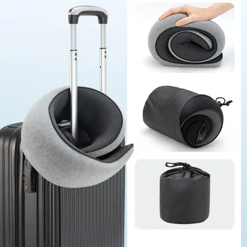 1Pc Ergonomic Memory Foam Travel Pillow with Breathable Polyester Cover - Portable for Airplane, Office, Car, Home Lounging Travel Comfort Accessory