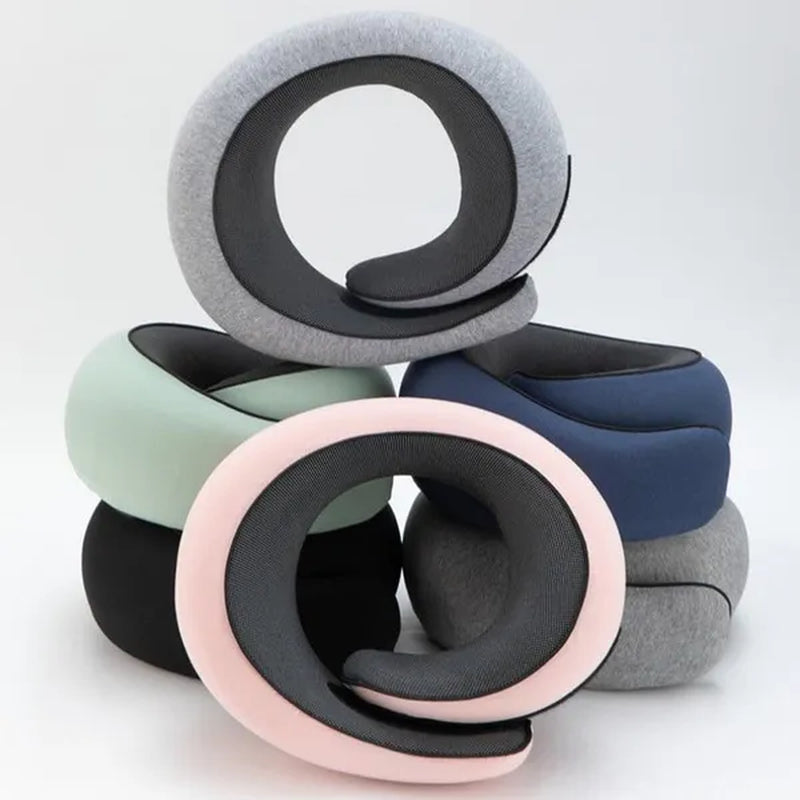 1Pc Ergonomic Memory Foam Travel Pillow with Breathable Polyester Cover - Portable for Airplane, Office, Car, Home Lounging Travel Comfort Accessory