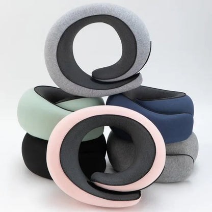 1Pc Ergonomic Memory Foam Travel Pillow with Breathable Polyester Cover - Portable for Airplane, Office, Car, Home Lounging Travel Comfort Accessory