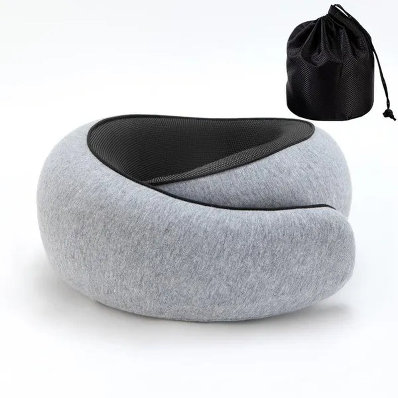 1Pc Ergonomic Memory Foam Travel Pillow with Breathable Polyester Cover - Portable for Airplane, Office, Car, Home Lounging Travel Comfort Accessory