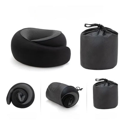 1Pc Ergonomic Memory Foam Travel Pillow with Breathable Polyester Cover - Portable for Airplane, Office, Car, Home Lounging Travel Comfort Accessory