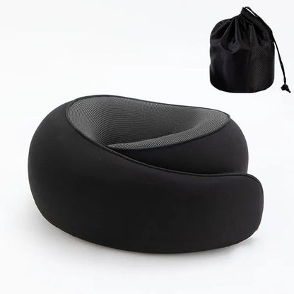 1Pc Ergonomic Memory Foam Travel Pillow with Breathable Polyester Cover - Portable for Airplane, Office, Car, Home Lounging Travel Comfort Accessory