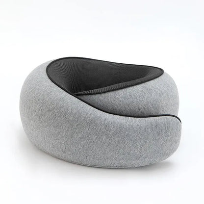 1Pc Ergonomic Memory Foam Travel Pillow with Breathable Polyester Cover - Portable for Airplane, Office, Car, Home Lounging Travel Comfort Accessory