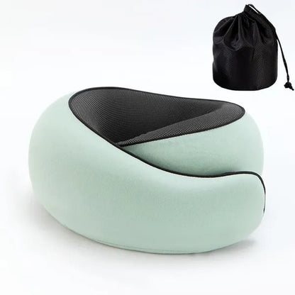1Pc Ergonomic Memory Foam Travel Pillow with Breathable Polyester Cover - Portable for Airplane, Office, Car, Home Lounging Travel Comfort Accessory