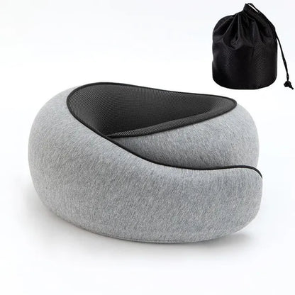 1Pc Ergonomic Memory Foam Travel Pillow with Breathable Polyester Cover - Portable for Airplane, Office, Car, Home Lounging Travel Comfort Accessory