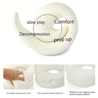1Pc Ergonomic Memory Foam Travel Pillow with Breathable Polyester Cover - Portable for Airplane, Office, Car, Home Lounging Travel Comfort Accessory